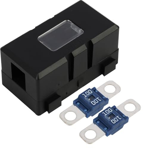 100A Porte-fusible ANS pour Véhicules avec 2 Fusibles Midi à Vis, Porte Fusible Voiture, Protection à Courant pour Autos, Camions, Engins de Chantier, Machines Agricoles, Bus et Caravanes (100A)