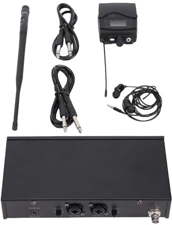 Annadue UHF-Kabelloses In-Ear-Monitorsystem mit Kopfhörer, 180 Fuß Rack-Montage, IEM-Stereosystem-Sender und Beltpack für Studio-Gitarrenband-Proben, Live-Auftritte (1 Bodypack) (EU-Stecker)