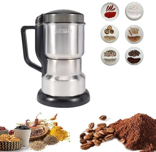 Electric Coffee Grinder, Spice Grinder Electric, Grain Mills, Household Small Powder Grinding Machine, Herb Grinder, Multifunctional Grinding Machine with 304 Stainless Steel Blade