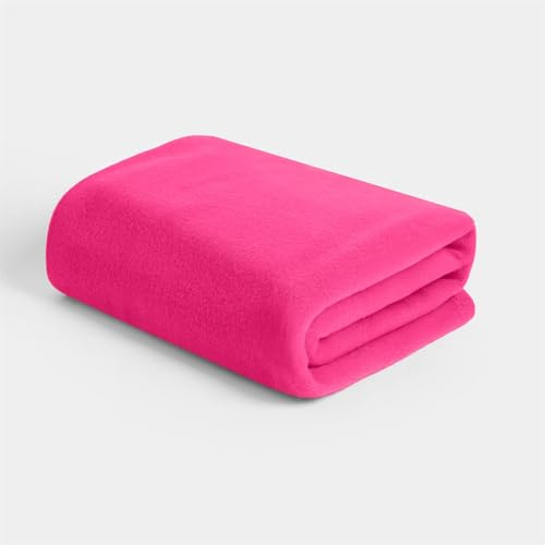 Dreamscene Fleece Throw Blanket for Sofa, Ultra Soft Warm Cosy Polar Fleece Blanket for Bed Lightweight Fluffy Large Throws Over Sofa King Size Bed Throws, Hot Pink - 200 x 240cm