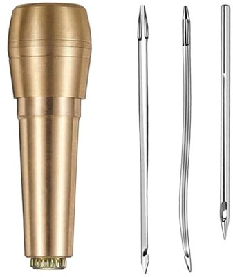 Set di punteruoli per cucire in pelle con manico in metallo, punteruolo per lavori artigianali e riparazione scarpe per pelle