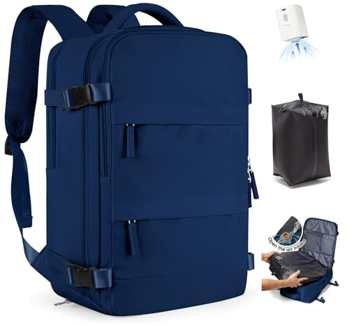 SZLX Zaino Ryanair 40x30x20 Sottovuoto con Pompa Zaino Ryanair 40x20x25 Donna Zaino da Viaggio Wizzair Bagaglio a Mano Uomo per Laptop da 14 Pollici Borse da Cabina 45x36x20 Easyjet con Porta Scarpe