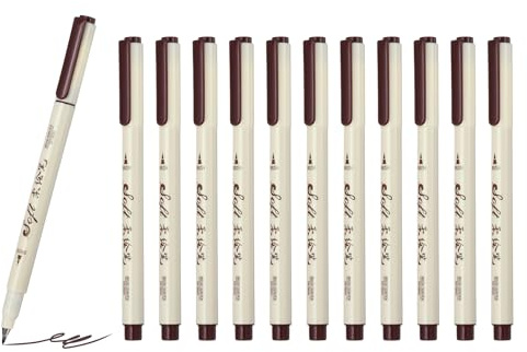 PATIKIL 12 Stück Fineliner Farbstifte Braune Filzstifte Mit Pinselspitze | Aquarell Malbuch Kunstbedarf Set, Wasserfeste Tinte, Für Künstler Journaling Scrapbooking