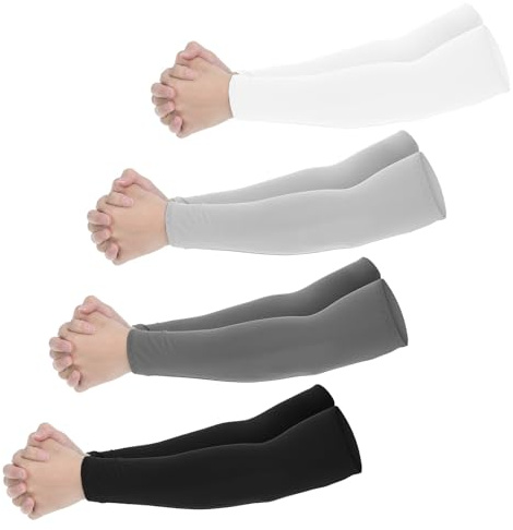 Thinp 4 Pairs Arm Sleeves Youth, Cooling Arm Sleeves UV Protection Sleeve Oversized Arms Compression Sleeve Sport Arm-Sleeve for Basketball Volleyball Football Men Women Youth (4 Colors)