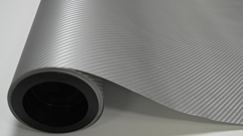 Könighaus (10,85/m2) Silber 3D Carbon Autofolie 200 x 152 cm mit Luftkanälen + Gratis Rakel inkl. Anleitung