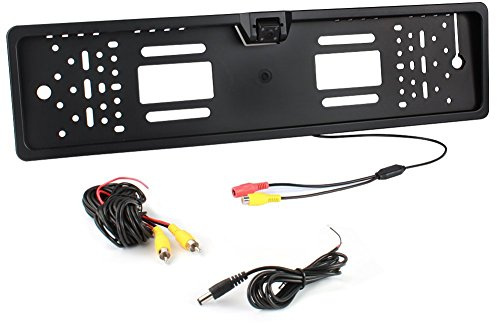 HoldTech Universal European License Plate Backup Camera Plate Holder Car Rear View Reverse Parking Backup Camera with 170°Night Vision Angle Waterproof Shockproof