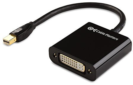 Cable Matters Mini DisplayPort to DVI Adapter (Mini DP to DVI) in Black - Thunderbolt | Thunderbolt 2 Port Compatible