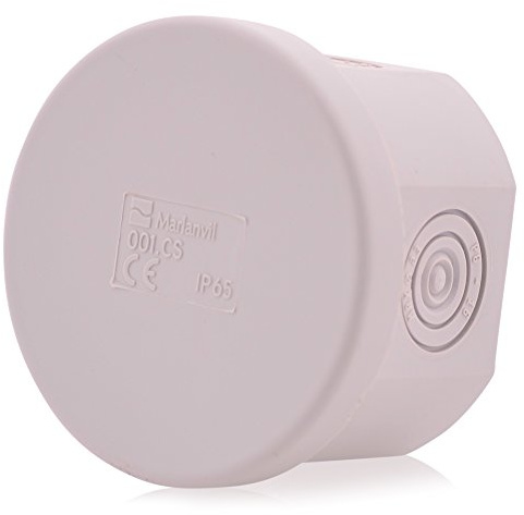 Intratec Abzweigdose wasserdicht IP65 ABS Aufputz Ø65mm x 40mm Grau RAL7035 | Verteilerdose UV-beständig | Kabelbox mit 6 Membraneinführung | für Feuchtraum & Außenbereich | einfache Montage