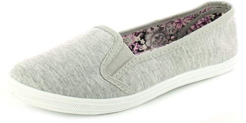 Platino Eleanor Shoes for Women - Slip On Trainers for Women Available in White, Navy & Grey, Comfortable and Breathable Womens Summer Shoes with Elasticated Gusset Grey 5 UK