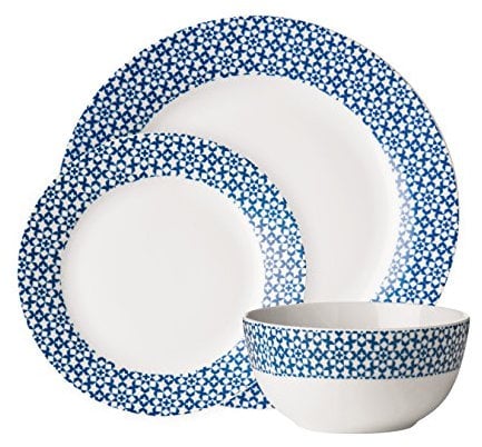 Avie Casablanca Dinner Set, 12-Pieces - Blue