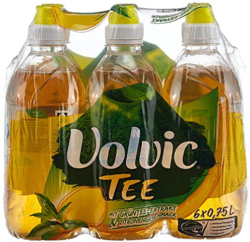 Volvic Tee Zitronengeschmack – Erfrischungsgetränk aus Schwarztee-Extrakt – Zuckerreduziert – 6 x 0,75 l