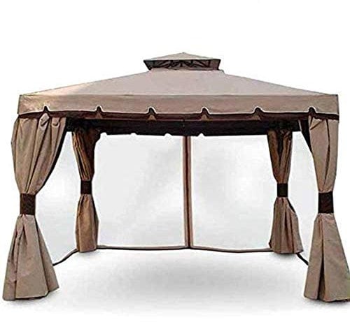Bakaji Gazebo da Giardino Struttura in Alluminio con Copertura Telo 400 gr/mq con Spalmatura Anti-UV. Antipioggia, completo di 4 Zanzariere e 4 Teli Laterali (3 X 3 MT)