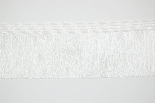 Mnj-Trimmings 4 Meter Fransen-Bordüre, 10 cm breit, erhältlich in 17 Farben (weiß)