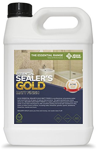 StoneCare4u - Essential Sealers Gold - MATT (Dry) Finish - 2.5 Litre - Internal Floor & Tile Sealer. Long Lasting, Natural Stone, Stain Resistant Coating. The Professionals Choice…
