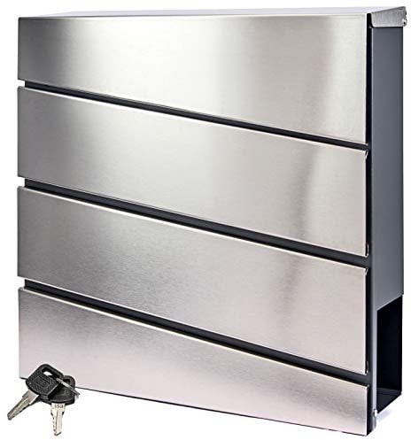 Verda Briefkasten mit Zeitungsfach Postkasten Designer Wandbriefkasten Zeitungsrolle 2X Schlüssel Wetterfest Wandmontage SN3644