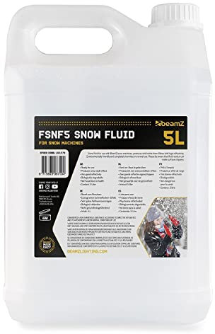 BeamZ FSNF5 Snow Fluid 5 Liter Kanister für Schneemaschinen, Schneefluid für Kunstschnee Kanonen, Geruchlos, keine Rückstände, Umweltfreundlich, Ökobasiertes Schnee Fluid - Transparent