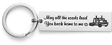 LParkin, Fahr Vorsichtig Schlüsselanhänger mit englischer Aufschrift May All The Roads Lead You Back Home to Me“, Auto Schlüsselanhänger