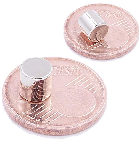Brudazon | 10 Mini Scheiben-Magnete 5x5mm | N52 stärkste Stufe - Neodym-Magnete ultrastark | Power-Magnet für Modellbau, Foto, Whiteboard, Pinnwand, Kühlschrank, Basteln | Magnetscheibe extra stark