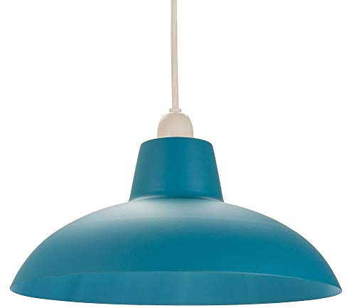Industrial Retro Designed Matt Teal Curved Metal Ceiling Pendant Light Shade | 60w Maximum | 29cm Diameter by Happy Homewares