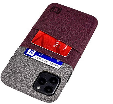 Dockem Wallet Case for iPhone 11 Pro Max: Built-in Metal Plate for Magnetic Mounting & 2 Card Slots (6.5 Luxe M2 Synthetic Leather, Maroon & Grey)