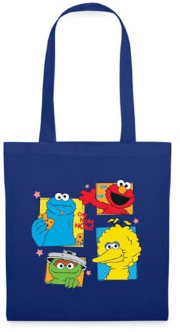 Spreadshirt Sesamstraße Cookie Bibo Elmo Oscar Stoffbeutel, One size, Royalblau