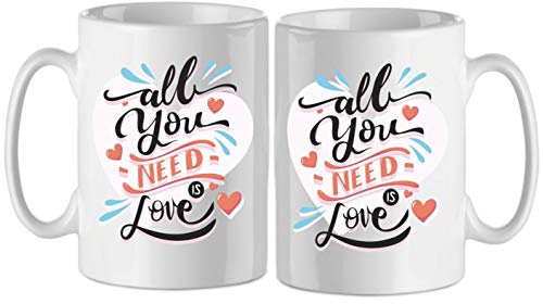 bubbleshirt Tazza Mug Doppia per Gli Innamorati - all You Need is Love - Idea Regalo