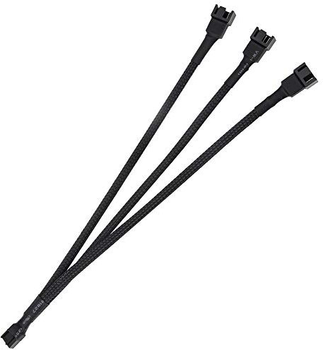 Ancable PWM Divisor Ventilador, 1Unidad 25cm 4Pines 1 a 3 Vías, Cable Divisor Ventilador Tipo Y CPU con Funda Trenzada para Ordenador Sobremesa, Cable de Extensión de Ventilador 4 Pines Negro