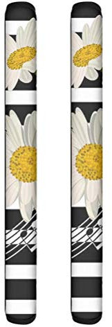 NETILGEN Refrigerator Door Handle Covers Wear-resisting Anti-skid 1 Pair Handle Cover Daisy with Stripe Print Polyester Material