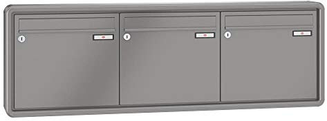 RENZ / RS2000 / 3er Aufputz-Briefkastenanlage Wand-Briefkasten/RAL-Farbe 9007 Volumen 12 L/Dein-Briefkasten.de