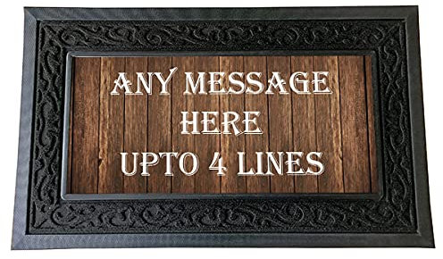 Pajo Personalised Heavy Duty Door Mat 750x450mm With 1 Insert. Premium Quality Rubber and Polyester. Customised with Message of your choice. Replaceable inserts also available below. (Wood)