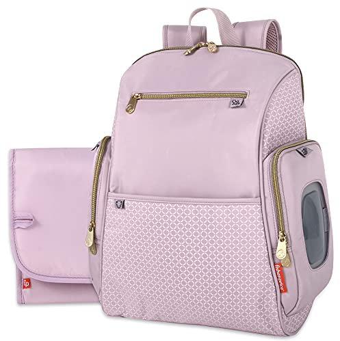 Fisher-Price Fastfinder Gemma Wickeltasche Rucksack mit tragbarer Wickelunterlage, Kinderwagengurten, Pink, Medium, Rucksack