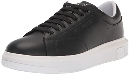 Armani Exchange Herren Actionleather,sidelogo,laceup Sneaker, Schwarz, 43 EU