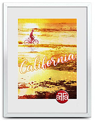 aFFa frames California, Bilderrahmen Kunststoff, photo frame, Fotorahmen mit Acrylglas, HDF-Hintergrund, weiß, bilderrahmen A4-21x29,7cm