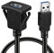 BATIGE USB 3.0 wasserdichtes Kabel, 2 Stück, quadratisch, Einzelanschluss, Unterputz-Verlängerungskabel, 0,9 m, für Auto, LKW, Boot, Motorrad, Armaturenbrett, elektronisches Kabel