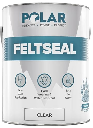 Polar Felt Seal - Waterproof Felt Sealant for Shed Roofs & Garage Roofs - One-Coat Repair - Prevent and Stop Leaks & Cracks - No Primer Needed - Clear - 2.5 L