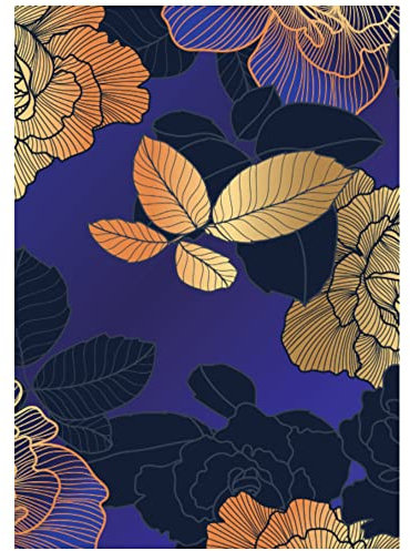 bellboox Kleines Notizbuch A6 liniert Softcover, Motiv: Dunkelblaue Blumen, 32 Blatt, mit abgerundeten Ecken