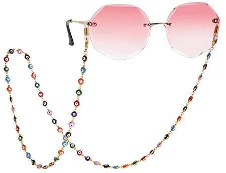 LIKGREAT Böses Auge Brillen Kette Sonnenbrillen Kette Lesebrillenhalter Halsband Sonnenbrillenband Lanyard Brillenband für Frauen Mädchen (273-g)