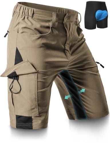Cycorld MTB Hose Herren Gepolstert: Abnehmbar Radunterhose | Lockere Fahrradhose Radlerhose, mit Sitzpolster, Atmungsaktiv, Schnelltrocknend, Elastische für Mountainbike Shorts