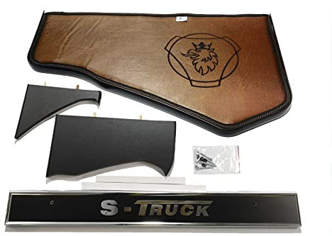 KRAM-TRUCK Armaturenbrett-Ablage, Glatte, bestickte Abdeckung, LKW-Cockpit, TV-Rack, kompatibel mit Scania S/R ab 2017, 10 mm Schaumstoff, Kunstleder, beständig, Hellbraun