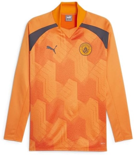 Puma Mens Manchester City Pre Match Sweat T-Shirt 2023 2024 Orange/Grey M
