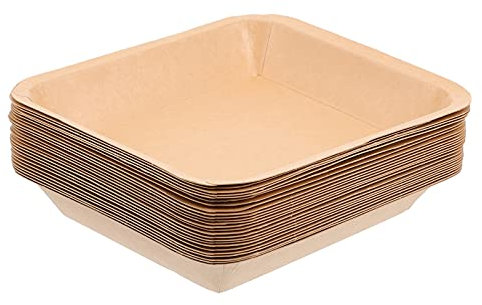 25 Unids Bandeja de Comida de Papel Kraft Bandeja Marrón Desechable Plato Resistente a la Grasa Cartón Cesta de Comida Rápida for Fiestas Nachos Papas Fritas Hot Corn Dogs 17X15X3CM Placas