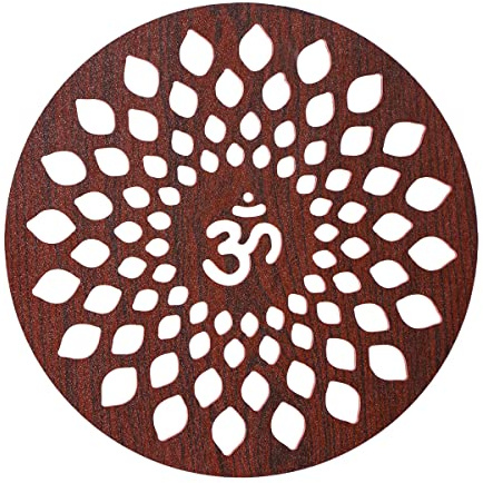 Tarini Gallery Om Design Handgefertigte Skulptur aus MDF-Holz, Wandbehang, Mandala-Muster, Chakra, dekoratives Schaustück für Zuhause, Büro, Tempel, Yoga, Meditation, Dekoration und Geschenk