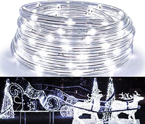 Herrselsam 20M 480 LEDs Lichterschlauch Außen Weiß Lichtschlauch mit Memory-Funktion Lichterkette Aussen 8 Modi Strombetrieben Wasserdicht für Innen Außen Party Hochzeit Weihnachten