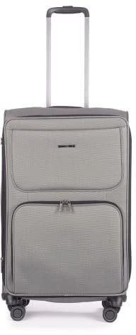 Stratic Bendigo Light + Koffer Weichschale Reisekoffer Trolley Rollkoffer mittelgroß, TSA Kofferschloss, 4 Rollen, Erweiterbar, Größe M, Silver