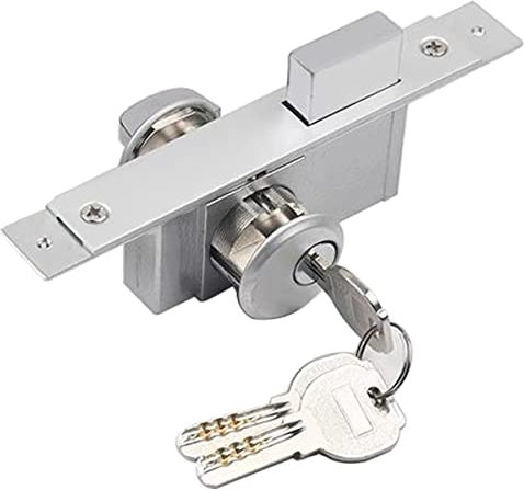 WANLIAN Einsteckschloss aus Aluminium, Türschloss, Ersatzteile, Glasrahmen, Zentral-Türschloss-Set, kommerzielle Türriegel, mit 3 Schlüsseln