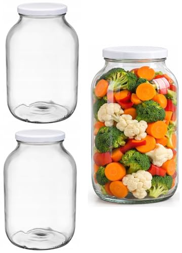 2X 4L Einmachglas mit Schraubdeckel to 100, großes Vorratsglas 4000 ml, ideal zum Einmachen, Fermentieren und Konservieren von Gurken, Sauerkraut und Trockenprodukten (2X)