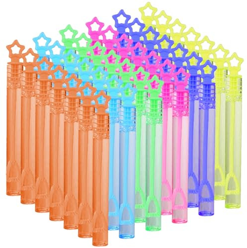 48 Stück Seifenblasen Spielzeug, Seifenblasen Hochzeit, Mini Seifenblasen Set, Seifenblasen Spielzeug Kinder, Bunt Bubble Stab mit Griff für Hochzeit Verlobung Geburtstag Kindergeburtstag (C)