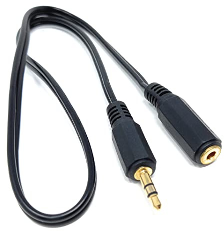 DRUT 50cm 3.5mm to 3.5mm Stereo Audio Extension Cable Lead Male to Female | Gold Connectors 1.6ft Black