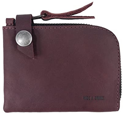 Hide & Drink, Geldbörse mit Reißverschluss, für bis zu 6 Karten plus gefaltete Rechnungen, Taschen-Organizer, Bargeldhalter, Reiseutensilien, Mini, Taschenformat, Vollnarbenleder, handgefertigt,