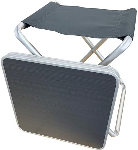 Vanilla Leisure - Folding Camping Table & Foot Stool Camping Accessory Camping Table that Fold Up for Fishing, Festival, Picnic, Beach - Lightweight Aluminium stool or Table.